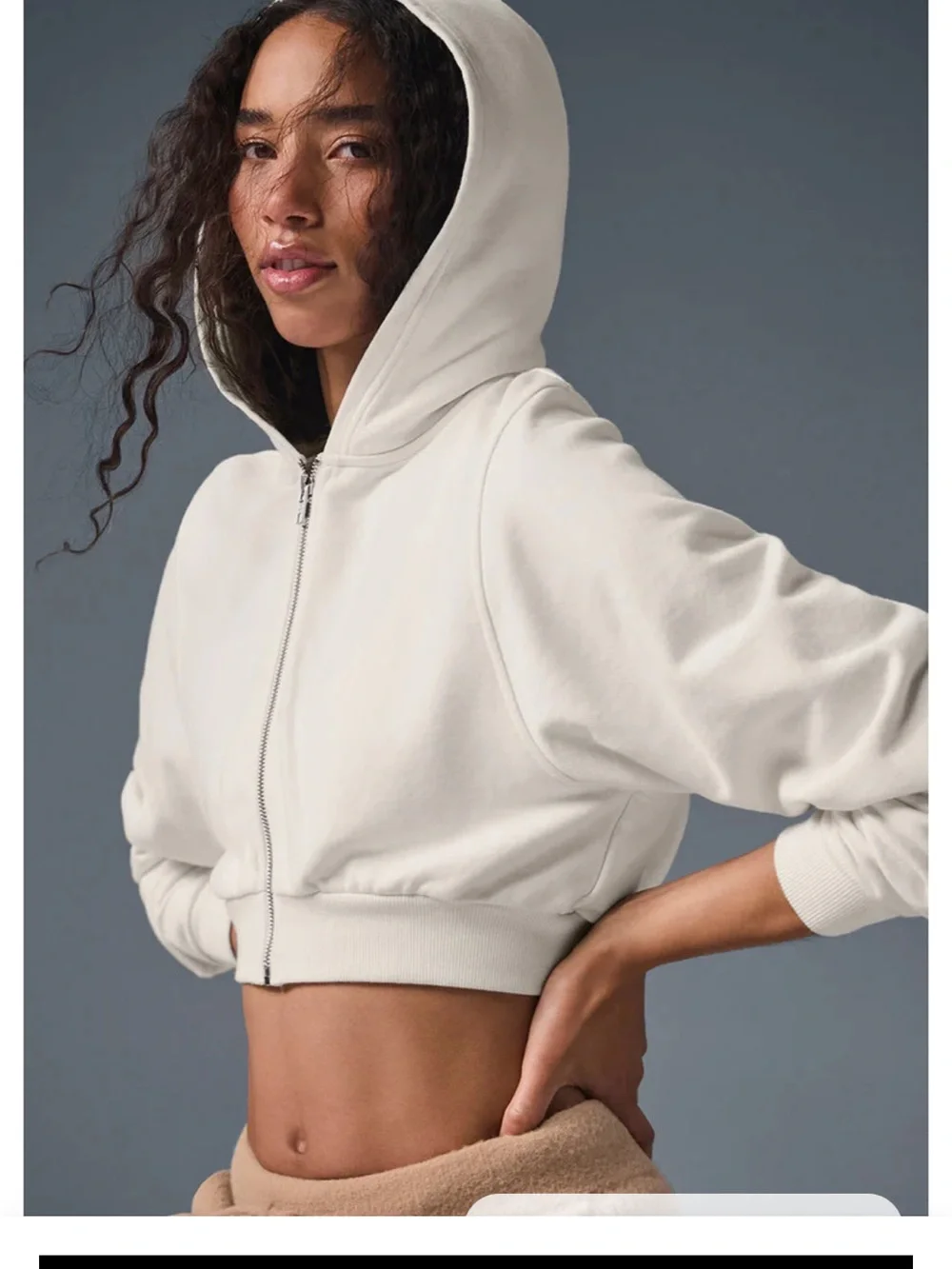 ALO Hoodie Sweet Escape Ivory Cream Size Small Hooded Excellent Condition - Picture 7 of 9